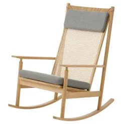 Warm Nordic Swing Rocking Chair, Oak - Rewool 128 Granite