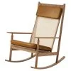 Warm Nordic Swing Rocking Chair, Teak - Nevada Cognac Leather -Stools Store 1022WarmNordic AK