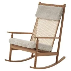 Warm Nordic Swing Rocking Chair, Teak - Moonlight Sheepskin