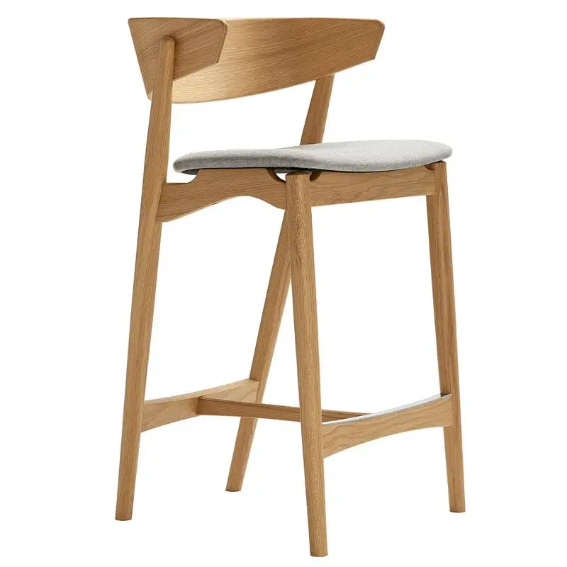 Sibast No 7 Bar Stool, 65 Cm, White Lacquered Oak - Grey Remix 123 3 Sibast No 7 Bar Stool, 65 Cm, White Lacquered Oak - Grey Remix 123