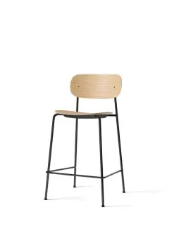 MENU Co Counter Chair 65,5 Cm, Black Steel - Oak -Stools Store 1179121 Co Counter Chair Natural Oak Black Angle