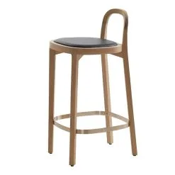 Woodnotes Siro+ Bar Stool 65 Cm, Oak - Black Leather
