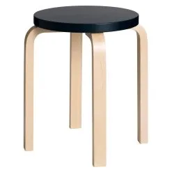 Artek Aalto Stool E60, Black - Birch