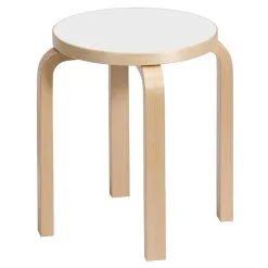 Artek Aalto Stool E60, White Laminate