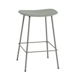Muuto Fiber Counter Stool, 65 Cm, Tube Base, Dusty Green