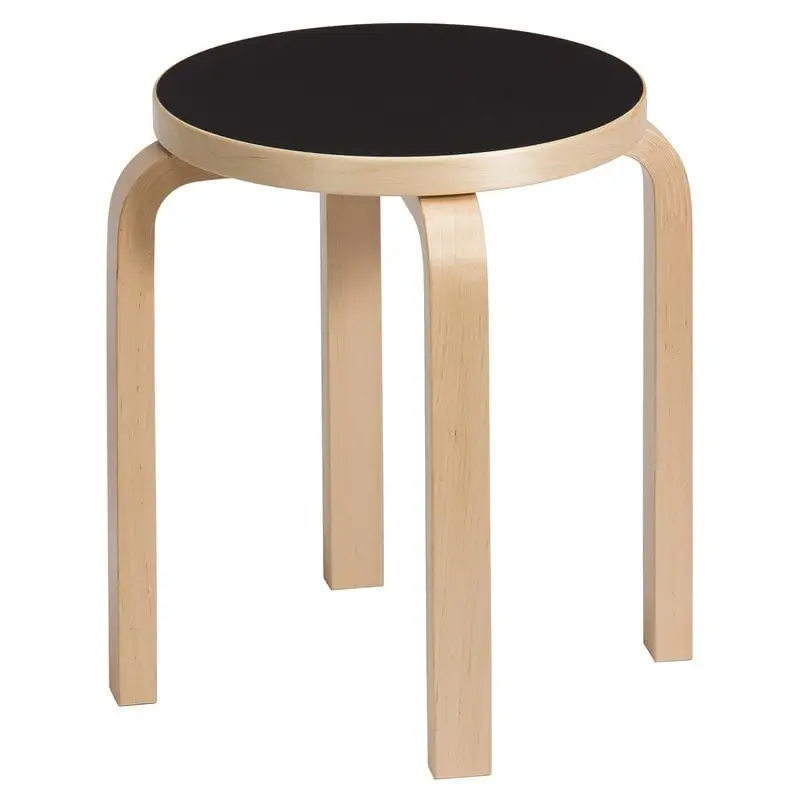 Artek Aalto Stool E60, Black Linoleum - Birch 3 Artek Aalto Stool E60, Black Linoleum - Birch