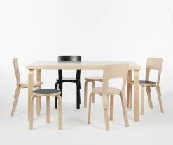 Artek Aalto Stool 60, Black Linoleum - Birch 13 Artek Aalto Stool 60, Black Linoleum - Birch -Stools Store 1845734 Chair 66 Aalto Table rectangular 82A white laminate master