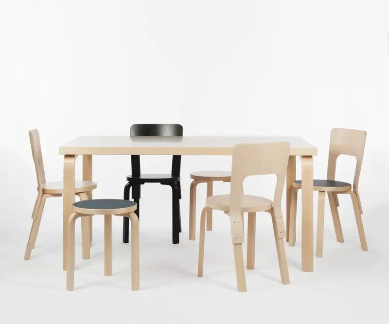 Artek Aalto Stool 60, Black Linoleum - Birch 8 Artek Aalto Stool 60, Black Linoleum - Birch - Image 6