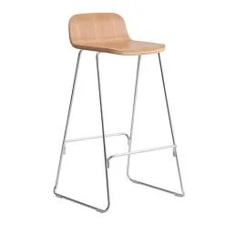 Normann Copenhagen Just Barstool 65 Cm, With Back Rest, Oak - Chrome