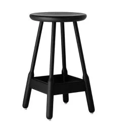 Massproductions Albert Bar Stool, Black Stained Oak