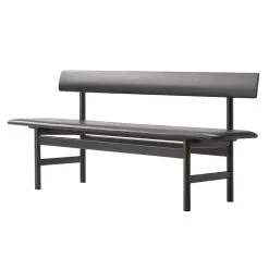 Fredericia Mogensen 3171 Bench, Black Lacquered Oak - Black Leather