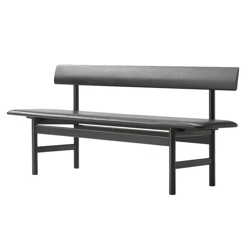 Fredericia Mogensen 3171 Bench, Black Lacquered Oak - Black Leather 3 Fredericia Mogensen 3171 Bench, Black Lacquered Oak - Black Leather