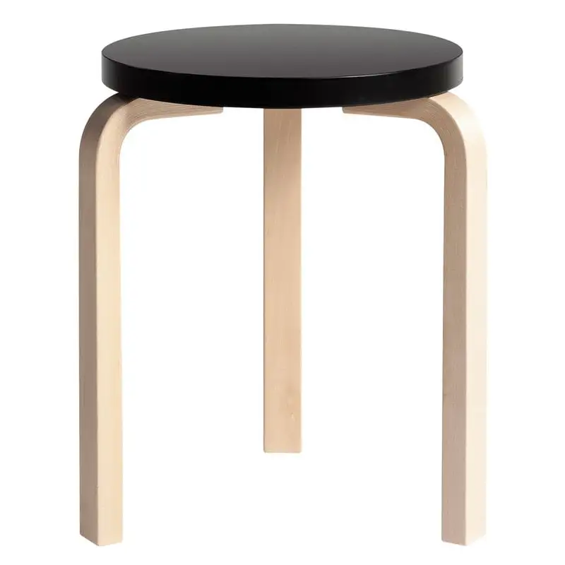 Artek Aalto Stool 60, Black - Birch 3 Artek Aalto Stool 60, Black - Birch