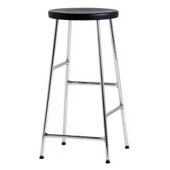 HAY Cornet Bar Stool, Low, Chrome - Black