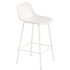 Muuto Fiber Counter Stool With Backrest, 65 Cm, Tube Base, White