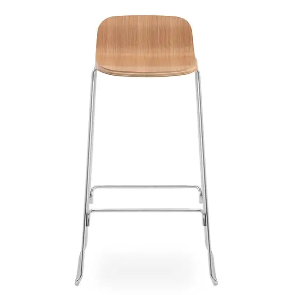 Normann Copenhagen Just Barstool 75 Cm, With Back Rest, Oak - Chrome 5 Normann Copenhagen Just Barstool 75 Cm, With Back Rest, Oak - Chrome - Image 3