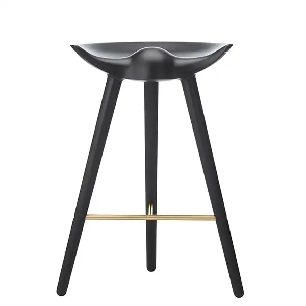 By Lassen ML42 Bar Stool, 69 Cm, Black Stained Beech - Brass 3 By Lassen ML42 Bar Stool, 69 Cm, Black Stained Beech - Brass