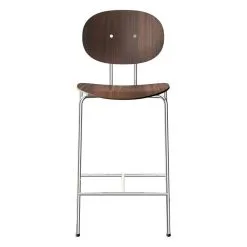 Sibast Piet Hein Counter Stool 65 Cm, Chrome - Lacquered Walnut