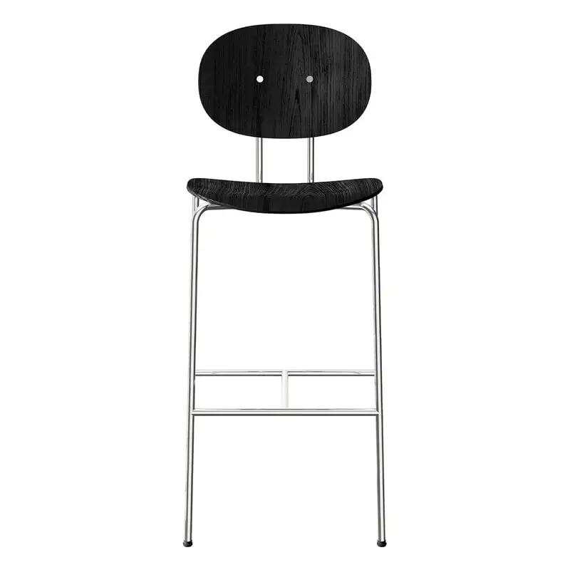 Sibast Piet Hein Bar Stool 75 Cm, Chrome - Black Lacquered Oak 3 Sibast Piet Hein Bar Stool 75 Cm, Chrome - Black Lacquered Oak