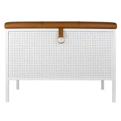 Maze Frank Storage Bench, White - Cognac