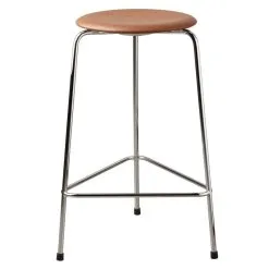 Fritz Hansen Dot High Stool, Walnut Leather - Chrome