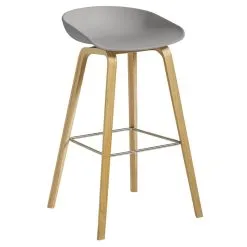 HAY About A Stool AAS32, 75 Cm, Lacquered Oak - Concrete Grey