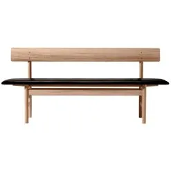 Fredericia Mogensen 3171 Bench, Oiled Oak - Black Leather