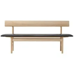 Fredericia Mogensen 3171 Bench, Soaped Oak - Black Leather
