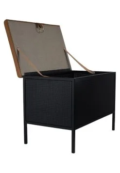 Maze Frank Storage Bench, Black - Cognac -Stools Store 6001 Frank black cognac open sideway 28300dpi29