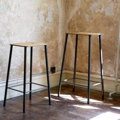 Frama Adam Stool, 65 Cm, Natural Leather - Matt Black -Stools Store 65Framashelf iso