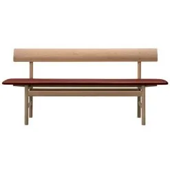 Fredericia Mogensen 3171 Bench, Oiled Oak - Burnt Sienna Leather Leather