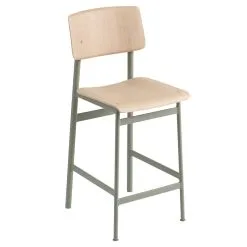 Muuto Loft Bar Stool 65 Cm, Dusty Green - Oak