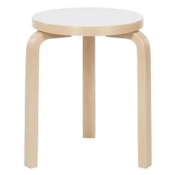 Artek Aalto Stool 60, White Laminate