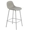 Muuto Fiber Counter Stool With Backrest, 65 Cm, Tube Base, Grey