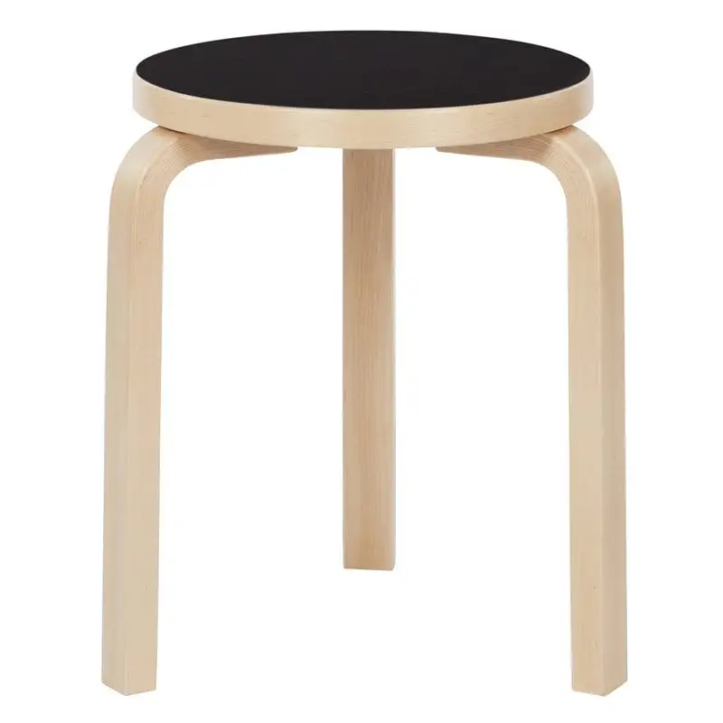 Artek Aalto Stool 60, Black Linoleum - Birch 3 Artek Aalto Stool 60, Black Linoleum - Birch
