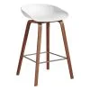 HAY About A Stool AAS32, 65 Cm, Lacquered Walnut - White -Stools Store 943491 AAS 32 H65 white shell wb lacquer walnut base stainless steel footrest