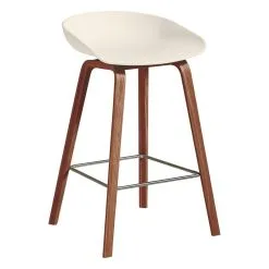 HAY About A Stool AAS32, 65 Cm, Lacquered Walnut - Cream White