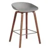 HAY About A Stool AAS32, 65 Cm, Lacquered Walnut - Concrete Grey -Stools Store 943509 AAS 32 H65 concrete grey shell wb lacquer walnut base stainless steel footrest