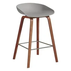 HAY About A Stool AAS32, 65 Cm, Lacquered Walnut - Concrete Grey