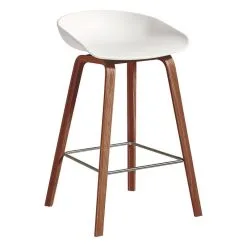 HAY About A Stool AAS32 Eco, 65 Cm, Lacquered Walnut - White