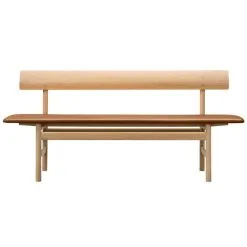 Fredericia Mogensen 3171 Bench, Soaped Oak - Omni Cognac Leather