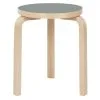 Artek Aalto Stool 60, Ash Grey Linoleum - Birch