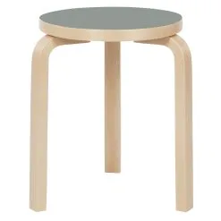 Artek Aalto Stool 60, Ash Grey Linoleum - Birch