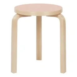Artek Aalto Stool 60, Powder Linoleum - Birch