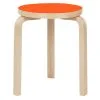 Artek Aalto Stool 60, Orange Linoleum - Birch -Stools Store AK071999 4186 2