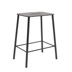 Frama Adam Stool, 50 Cm, Anthracite Leather - Matt Black