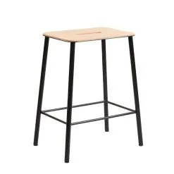 Frama Adam Stool, 50 Cm, Natural Leather - Matt Black