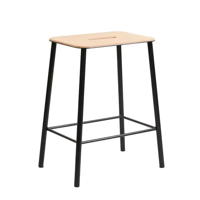 Frama Adam Stool, 50 Cm, Natural Leather - Matt Black 3 Frama Adam Stool, 50 Cm, Natural Leather - Matt Black
