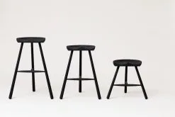 Form & Refine Shoemaker Chair No. 78 Bar Stool, Black Beech -Stools Store F R Shoemakerchair 49 68 78 black stained front