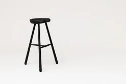 Form & Refine Shoemaker Chair No. 78 Bar Stool, Black Beech -Stools Store F R Shoemakerchair 78 black stained perspective